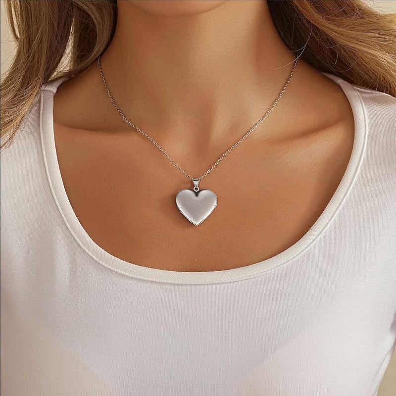PHOCKSIN Locket Necklace for Women Black/Gold/Silver Locket Necklace Oval/Round/Heart Photo Necklace New Years Gifts for Girls - Image 3